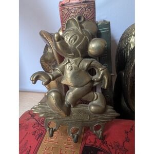 Vintage Walt Disney‎ Productions Mickey Mouse Wall Hook Holder Brass Metal Decor